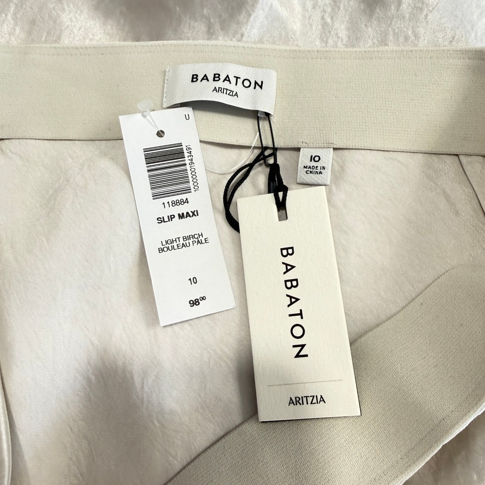 BABATON Light Birch Satin Slip Maxi Skirt 10 - Picture 4 of 6